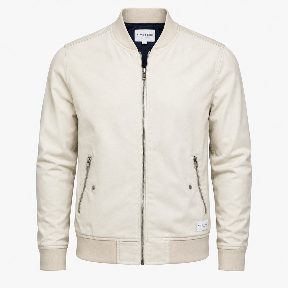 Five Four Riverside Bomber Jacket Size M Cream Streetwear Modern Preppy Neutral